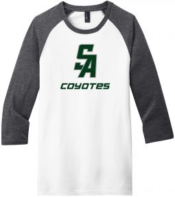 Adult District Tee 3/4-Sleeve Raglan,Heathered Charcoal/ White